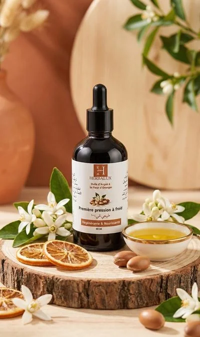 Huile d'Argan à la Fleur d'Oranger HERBALUX — flacon 80ml